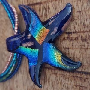 Beautiful Beaded Necklace with Glass Starfish Pendant